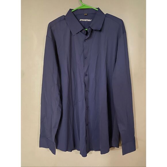 Spaidersilk Navy Button Down Long Sleeve Shirt Size XL NWOT - Picture 1 of 6